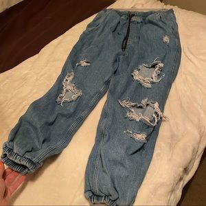 Denim free people joggers